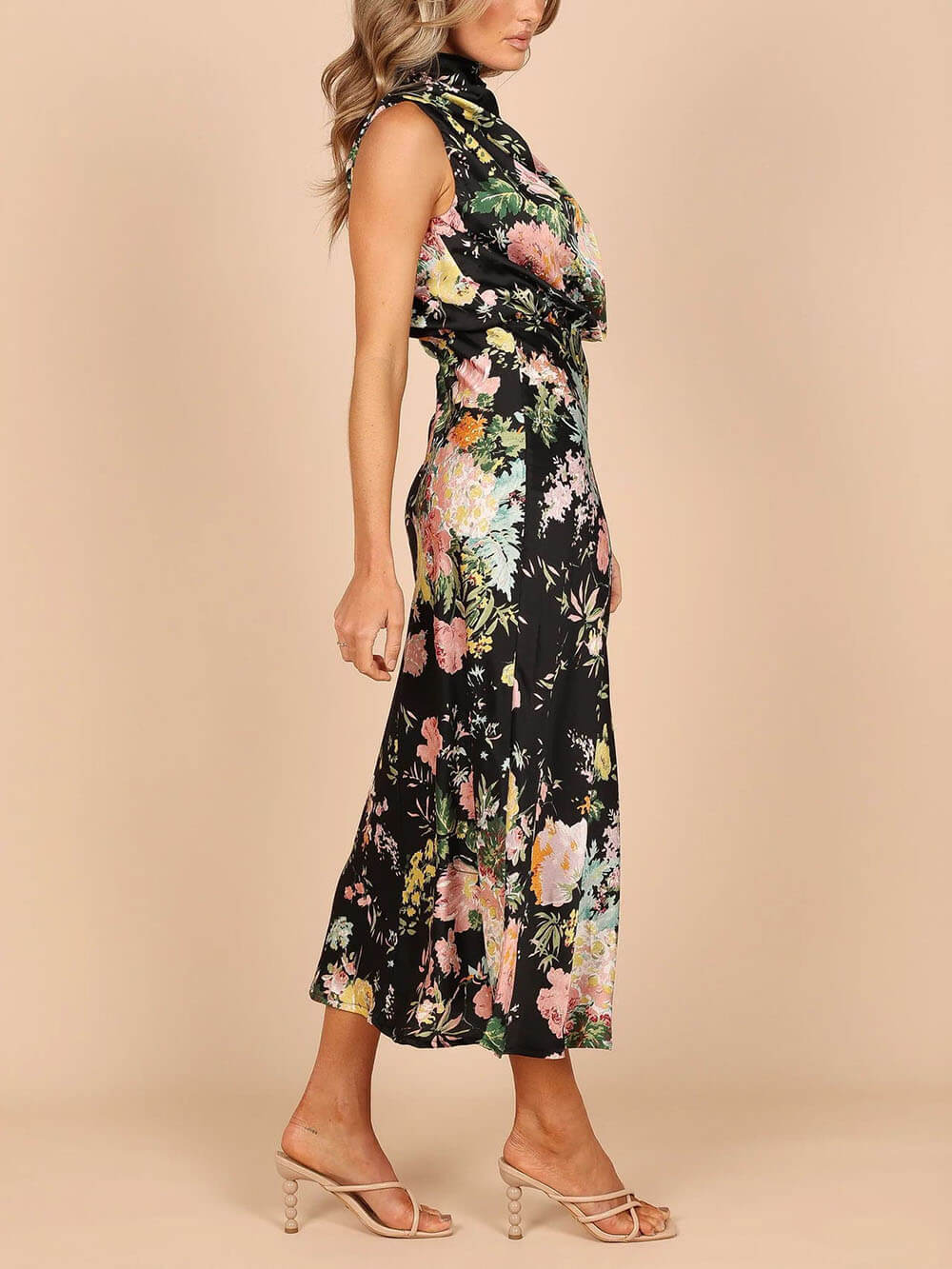 Floral Halter Neck Charming Elastic Waist Maxi Dress InsStreet