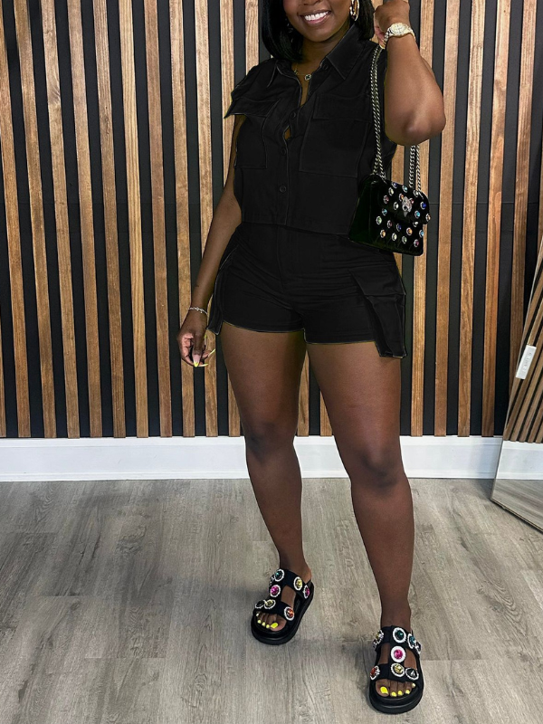 Sleeveless Cargo Shirt & Shorts Set Ins Street