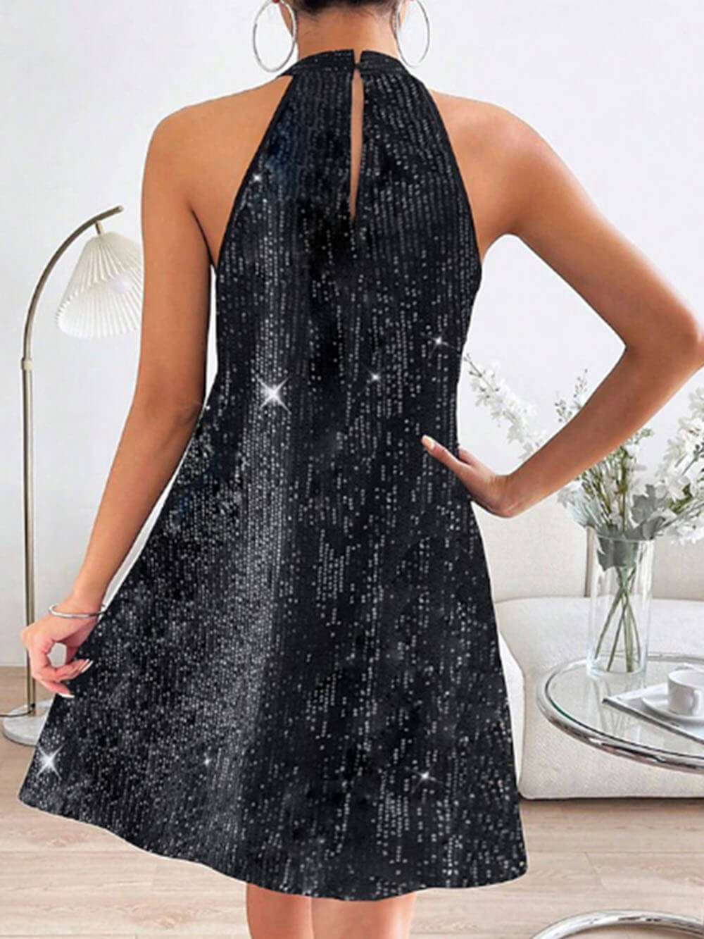 Glitter Elegant Halterneck Dress InsStreet