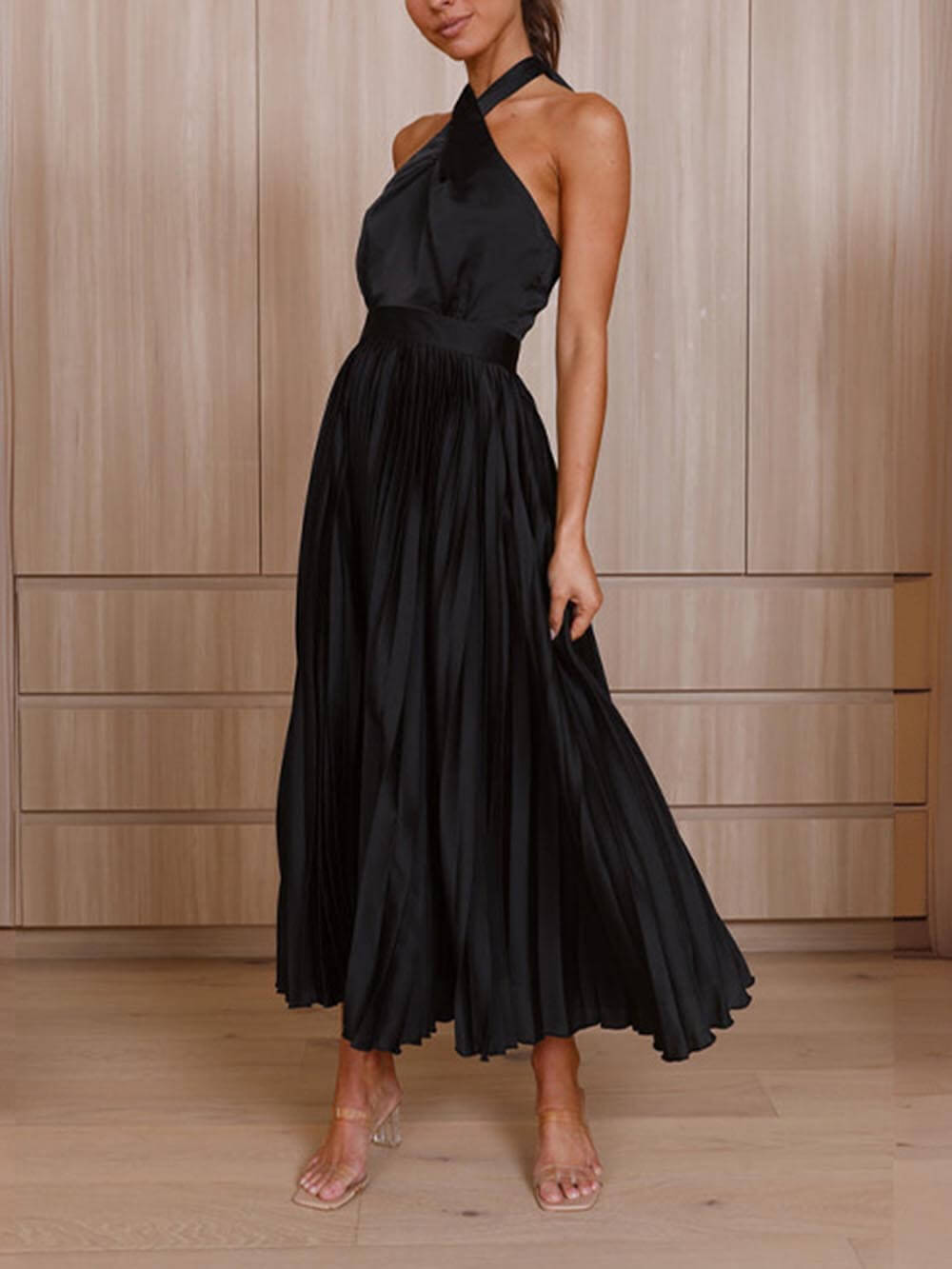 Neckline Pleated Vacation Charming Party Midi Dresses InsStreet