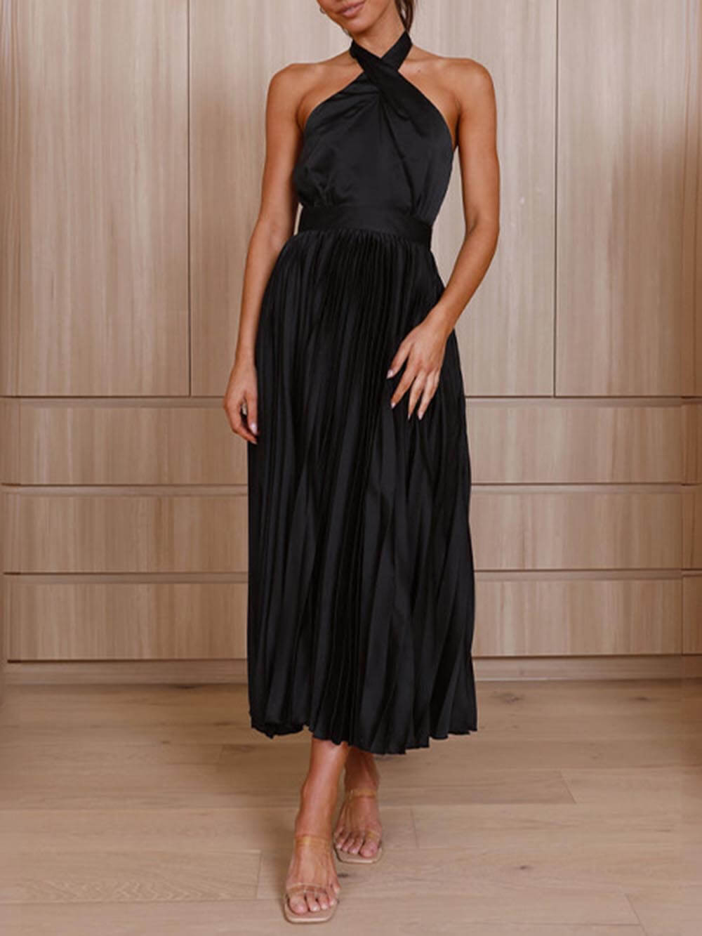 Neckline Pleated Vacation Charming Party Midi Dresses InsStreet