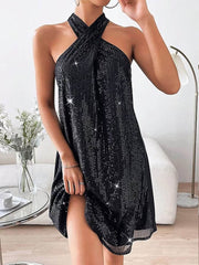 Glitter Elegant Halterneck Dress InsStreet