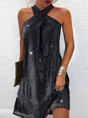 Glitter Elegant Halterneck Dress InsStreet