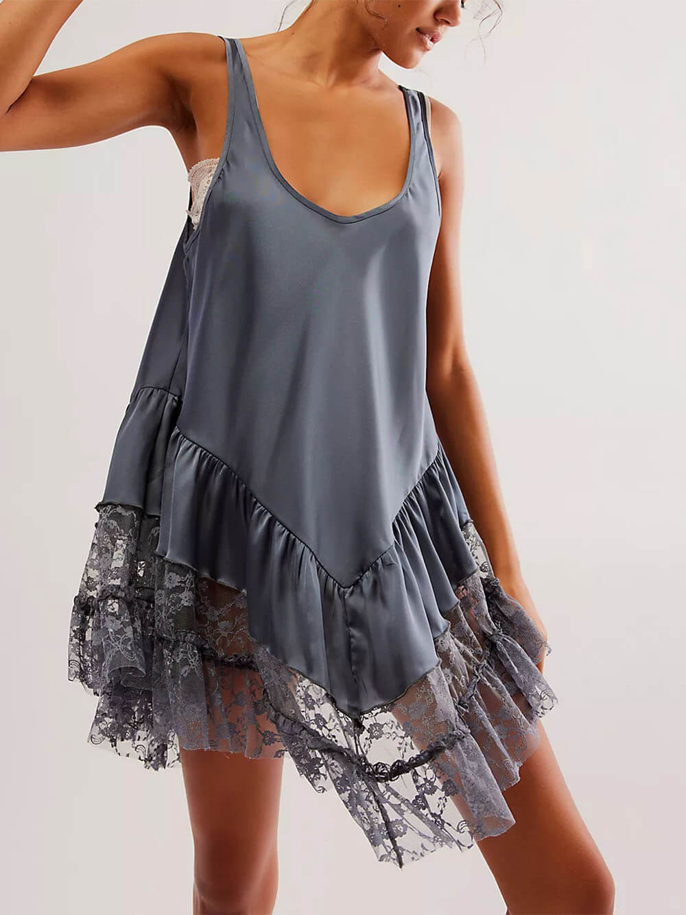 Sleeveless Lace Stylish Panel Mini Dress InsStreet