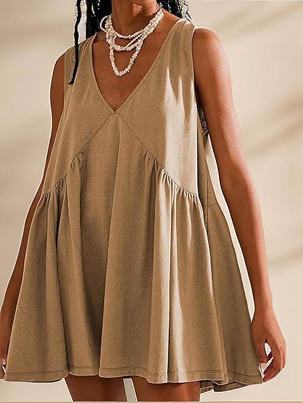 Deep V Wide Charming Strap Mini Tank Dress InsStreet