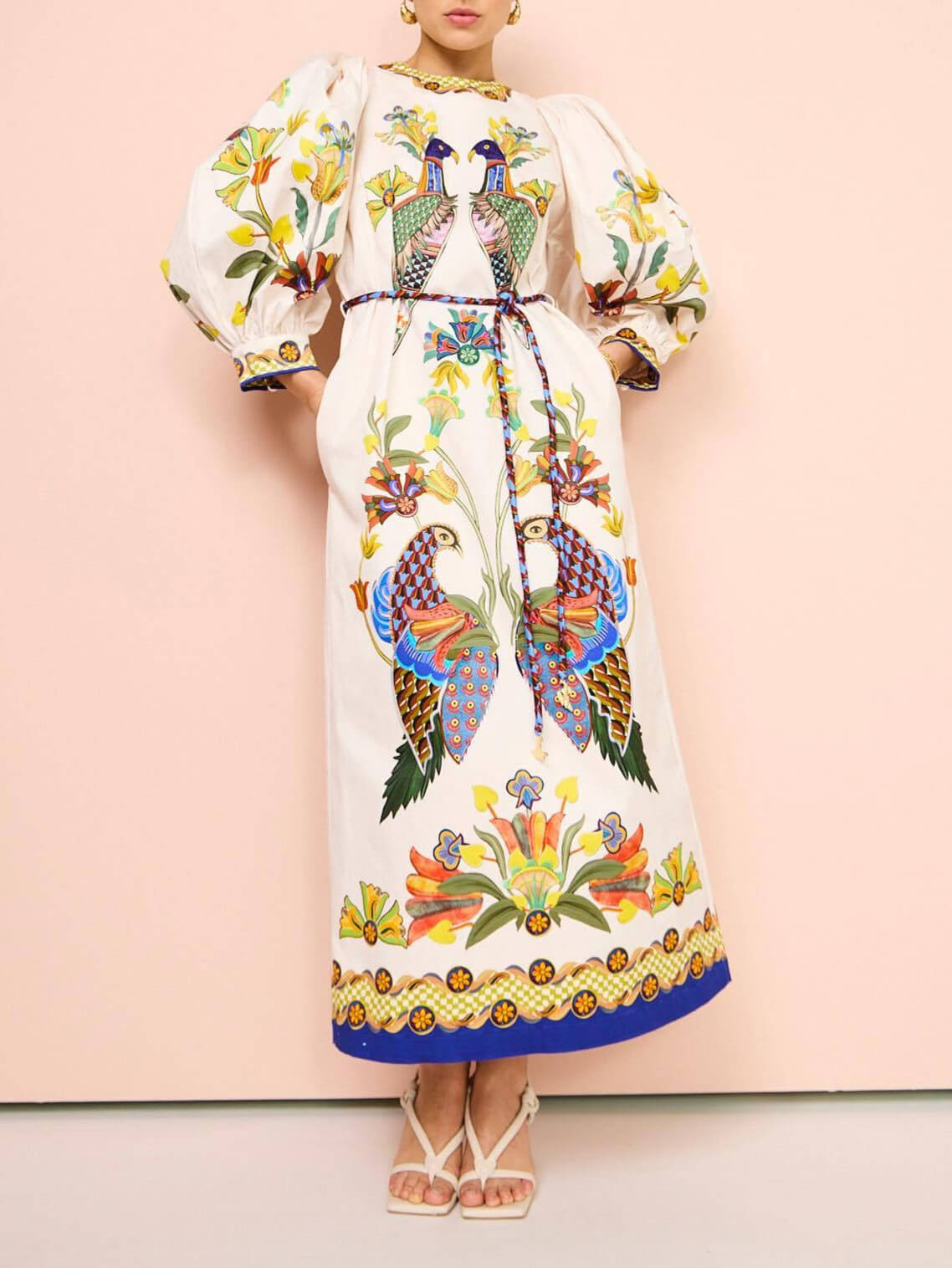 Exquisite And Fun Printed Puff Trendy Sleeves Loose Casual Midi Dress InsStreet