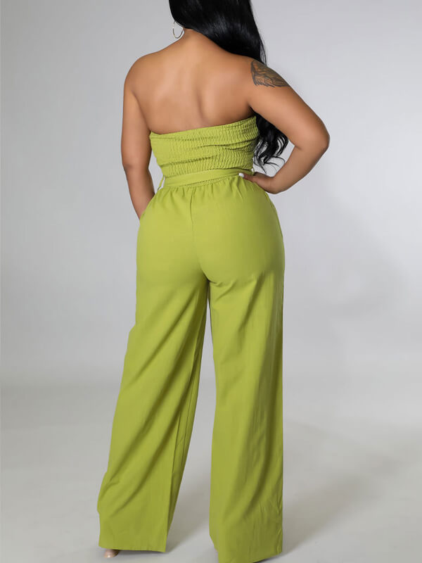 Strapless Belted Jumpsuit Ins Street