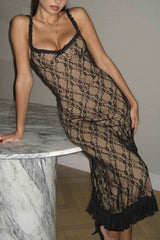 Patchwork Lace Cami Midi Dress InsStreet