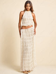 Charm Pleated Drawstring Charming Waist Tiered Maxi Skirt InsStreet