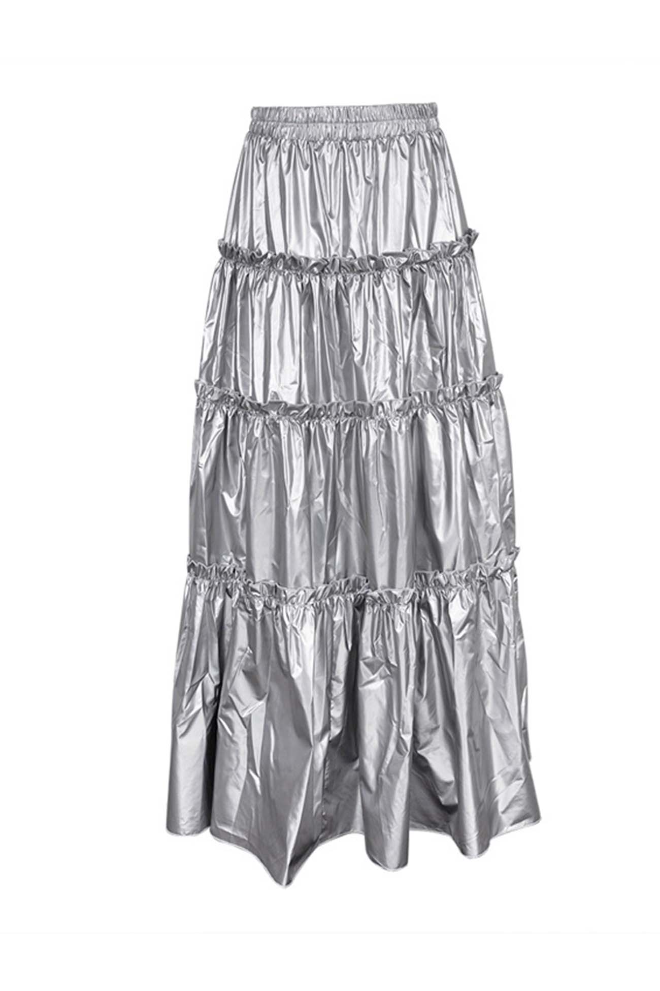 Shiny Ruched Layered Skirt InsStreet