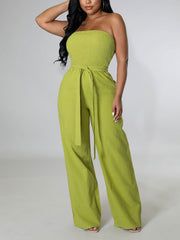 Strapless Belted Jumpsuit Ins Street