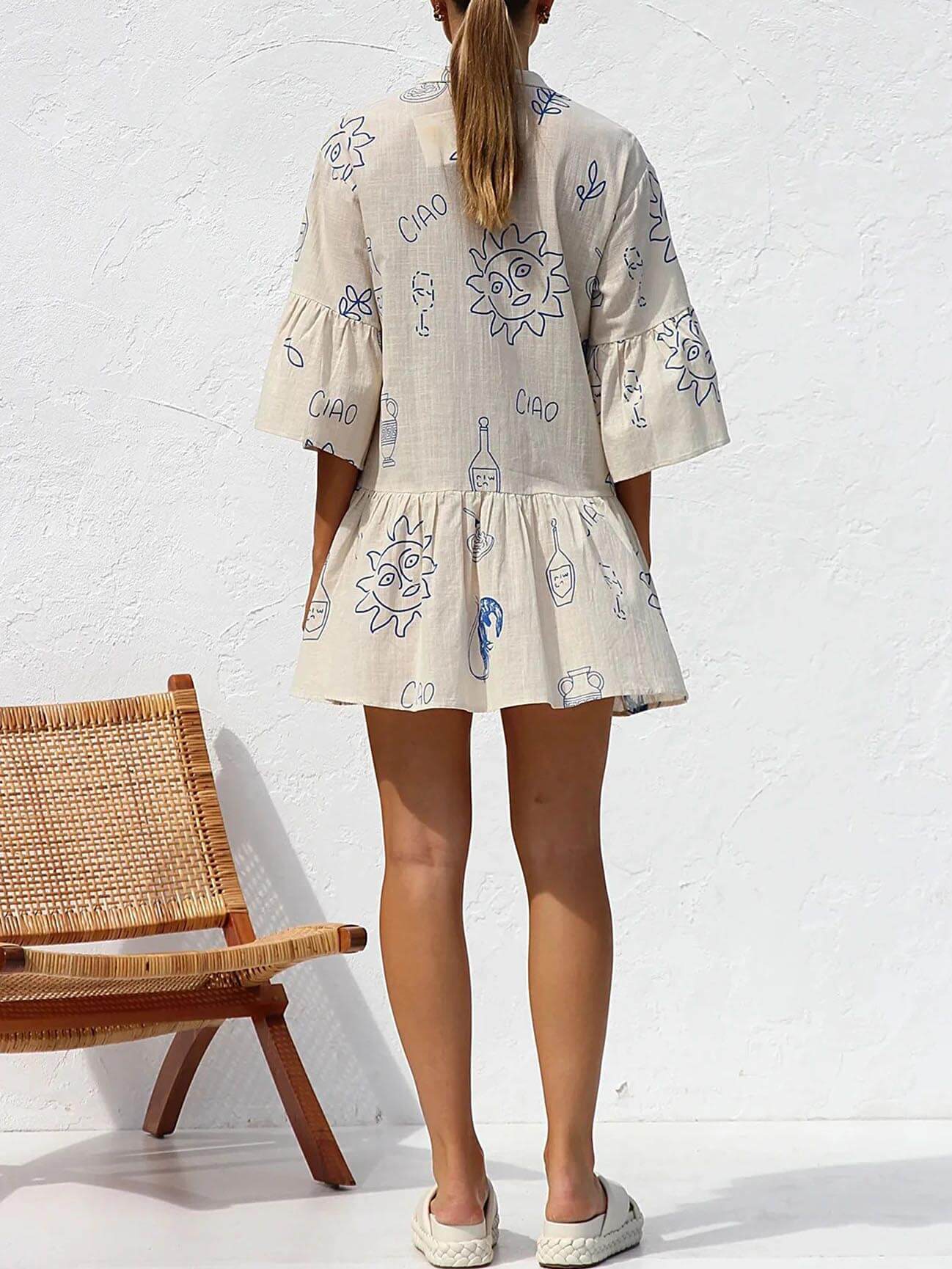 Ethnic Style Loose Charming Shirt Short Dress InsStreet