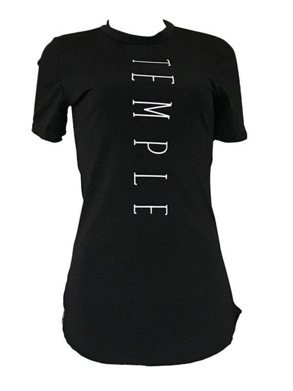 Side-Slit Slogan T-shirt Ins Street