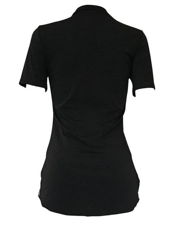 Side-Slit Slogan T-shirt Ins Street