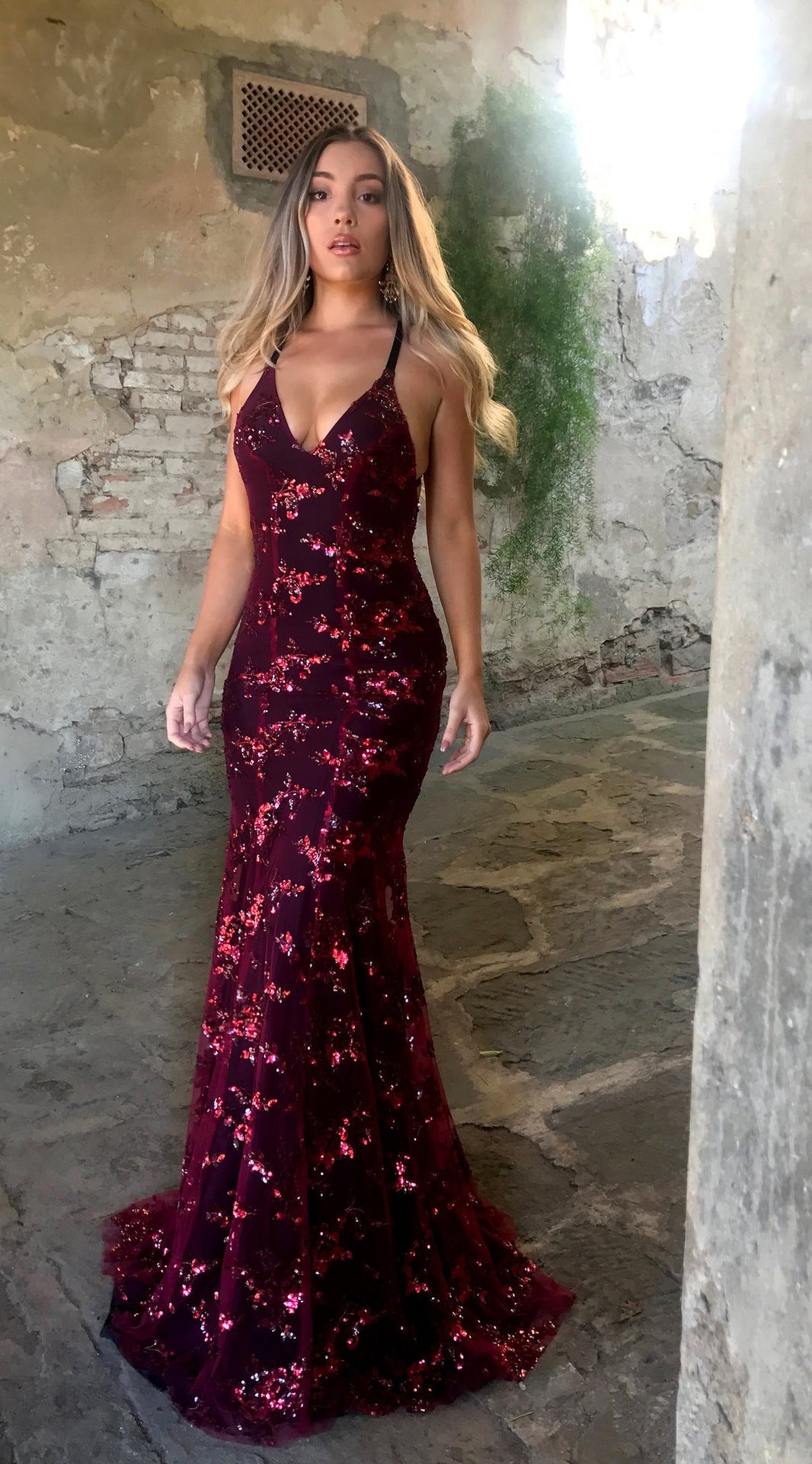 Antonia Maxi Dress - Wine LUXX-001