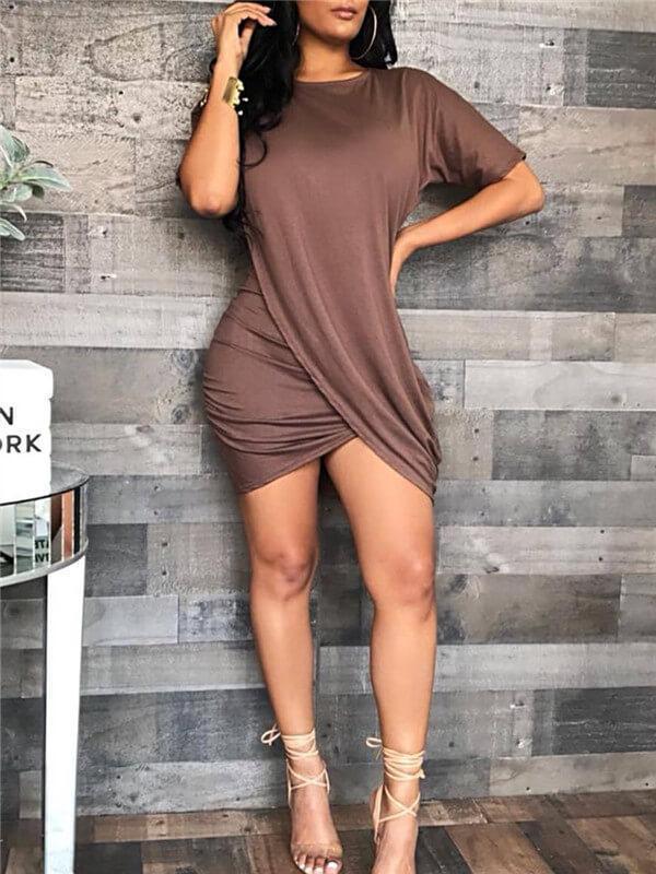 Basic Tulip Mini Dress Ins Street