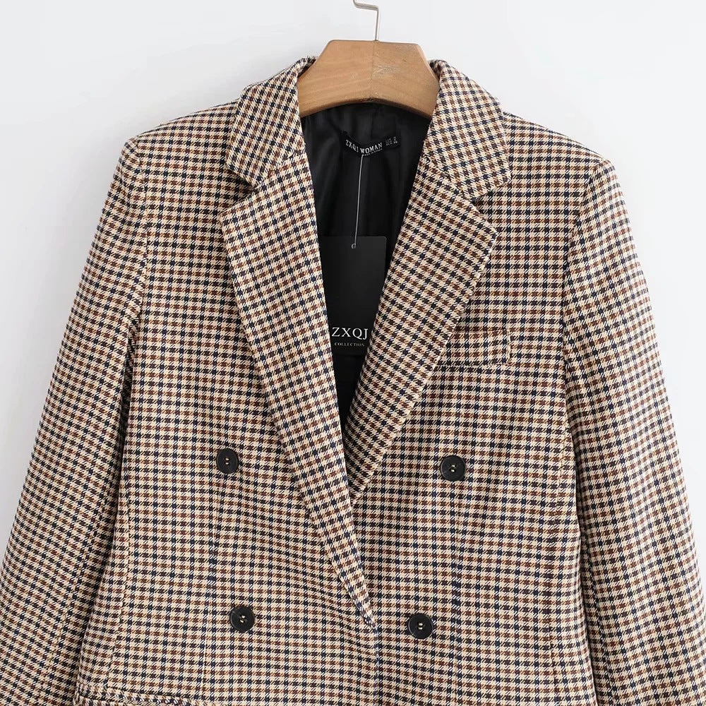 Marketplace Pocketed Houndstooth Blazer Ins Street