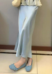 Kallie Satin Slit Maxi Skirt - Dusty Blue - FINAL SALE Ins Street