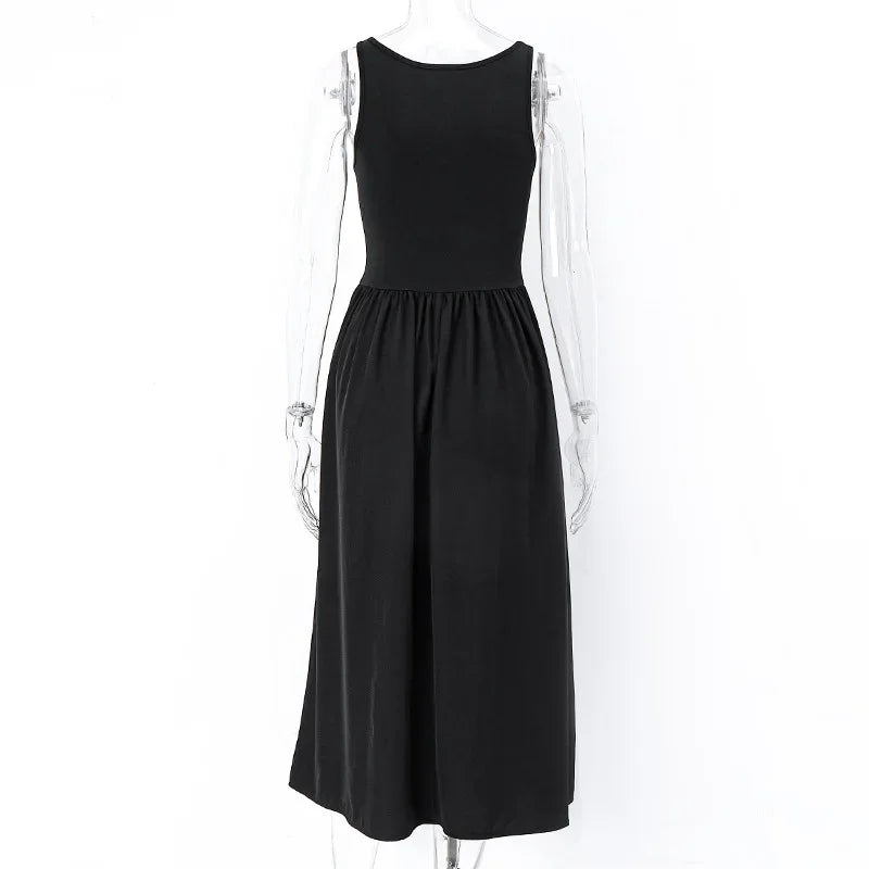 A Line Sleeveless O Neck Summer Casual Party Beach Club 2024 Midi Dress InsStreet