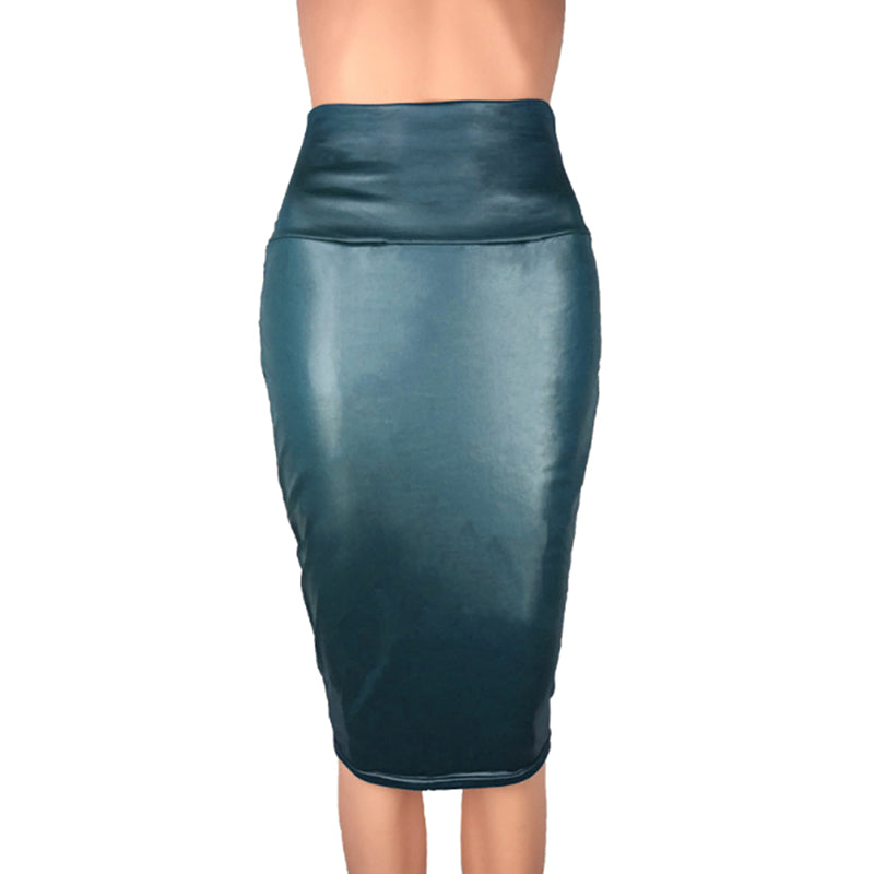 PU Leather Elegant Pencil Midi Skirts InsStreet