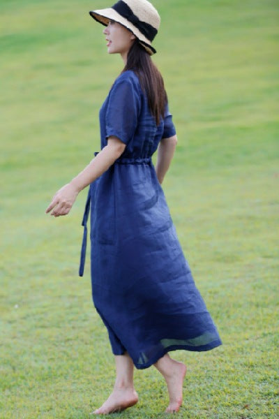 Ramie Dress in Blue InsStreet