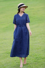 Ramie Dress in Blue InsStreet