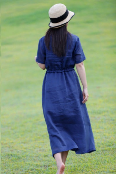 Ramie Dress in Blue InsStreet