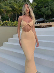 Backless Beach Elegant Party Sleeveless V Neck Cutout Mini Sun Sexy Split Wrap Maxi Dress InsStreet