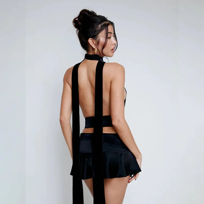 Bandage Skirts Two Piece Sets Mini Dress InsStreet