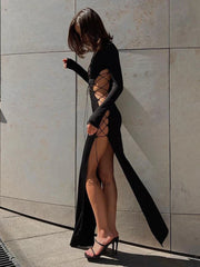 Lace Up Hot Slit Maxi Dress InsStreet