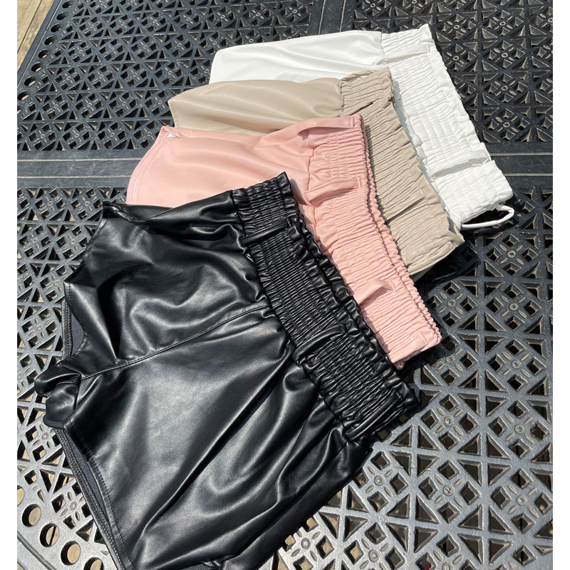 BlackFaux Leather Biker Shorts InsStreet