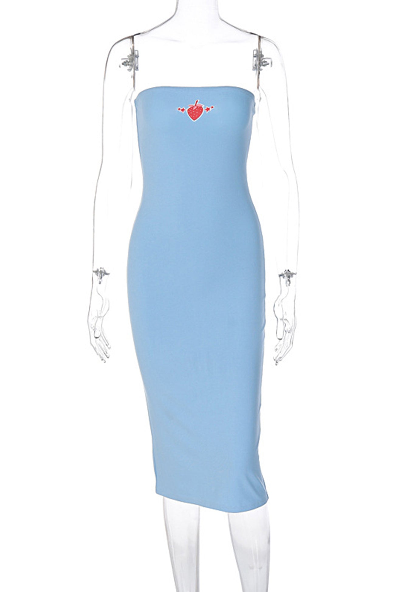 Blue Strawberry Bodycon Dress InsStreet