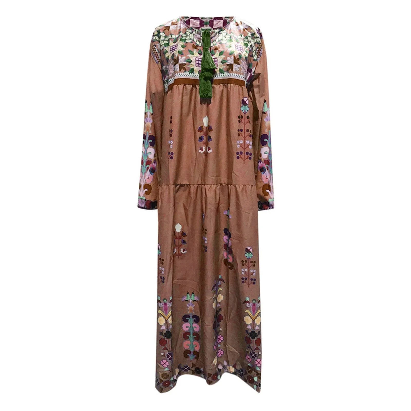 Bohemian Flower Elegant Long Floral V Neck Boho Dress InsStreet