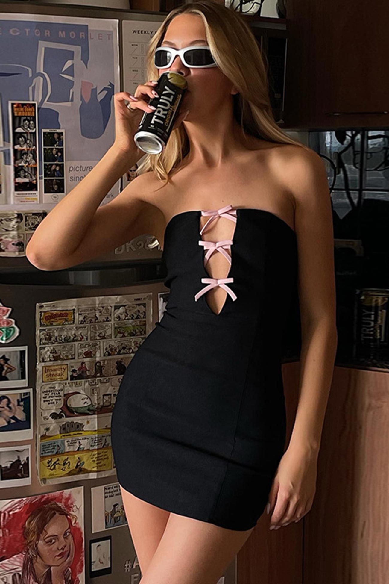 Strapless Dress with Bow-Tie Cut-Out InsStreet