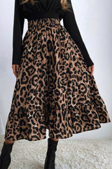 Leopard Print Pleated High Waist Skirt InsStreet