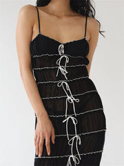 Sexy Women Sleeveless Casual Sling Spaghetti Strap See Through Tie-up  Sexy Y2K Party Vestidos InsStreet