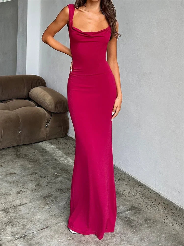 Elegant Women Bow Patchwork  Sleeveless V-neck Low Cut Backless Solid Cocktail Party Formal Vestidos InsStreet