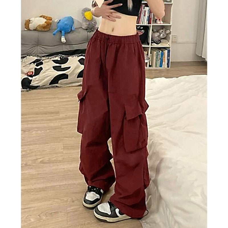 Casual Baggy Straight Wide Leg Pockets Joggers Trousers InsStreet