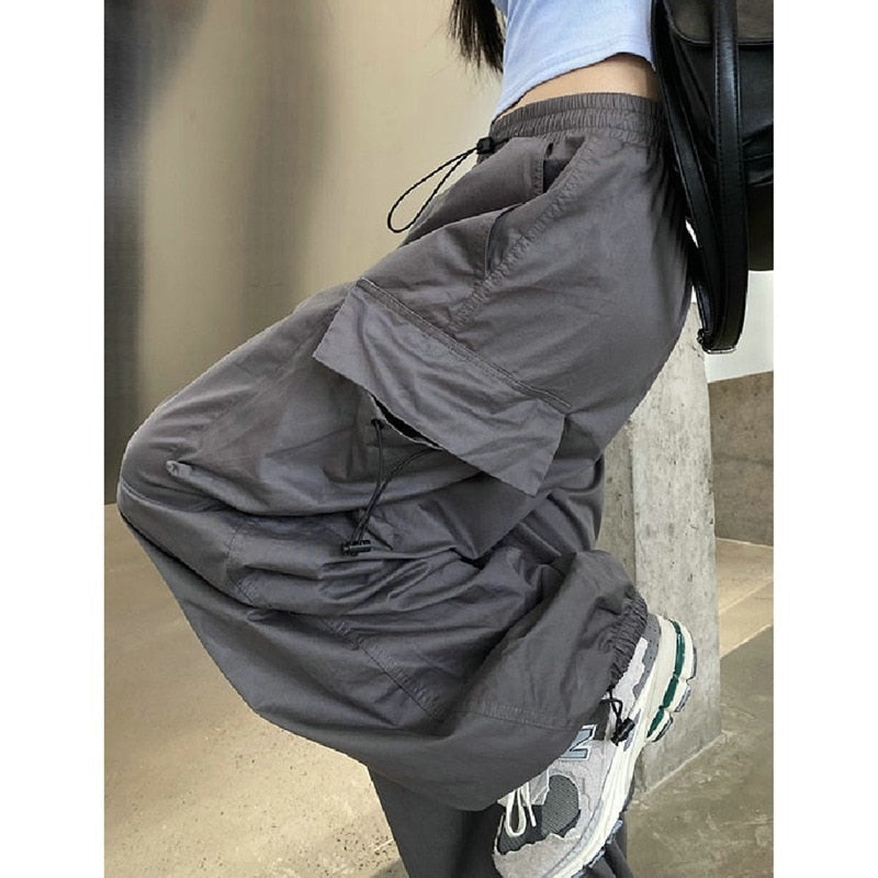 Casual Baggy Straight Wide Leg Pockets Joggers Trousers InsStreet