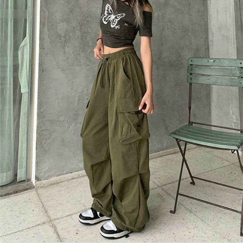 Casual Baggy Straight Wide Leg Pockets Joggers Trousers InsStreet