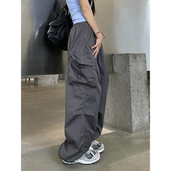 Casual Baggy Straight Wide Leg Pockets Joggers Trousers InsStreet