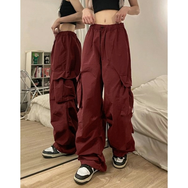 Casual Baggy Straight Wide Leg Pockets Joggers Trousers InsStreet