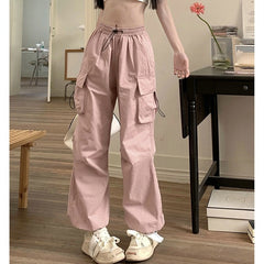 Casual Baggy Straight Wide Leg Pockets Joggers Trousers InsStreet