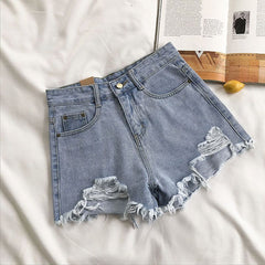 Casual High Waist Denim Shorts InsStreet