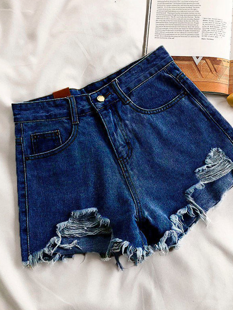 Casual High Waist Denim Shorts InsStreet