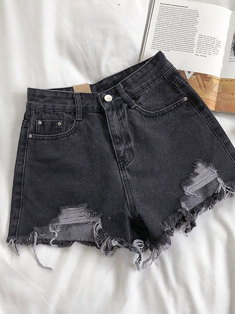 Casual High Waist Denim Shorts InsStreet