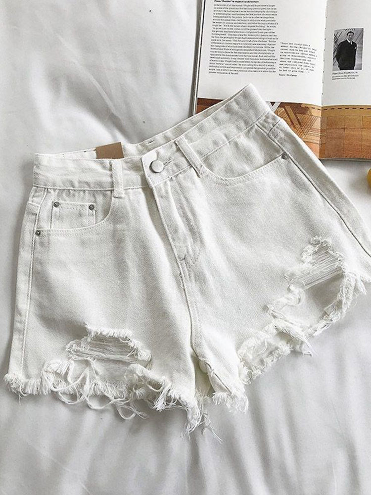 Casual High Waist Denim Shorts InsStreet