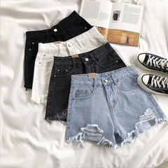 Casual High Waist Denim Shorts InsStreet