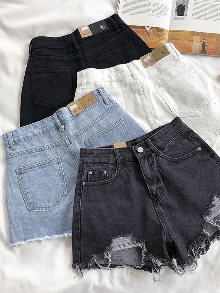 Casual High Waist Denim Shorts InsStreet