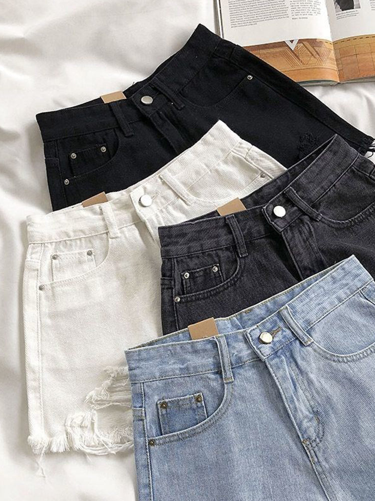 Casual High Waist Denim Shorts InsStreet